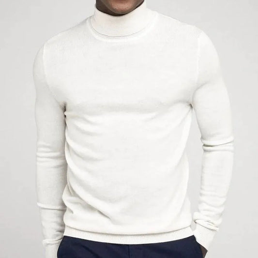 Herre ensfarvet kashmirtrøje